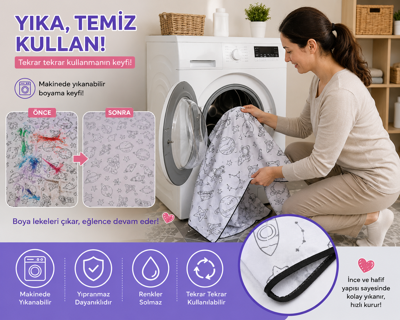 🎨 Kids Su Geçirmez Yıkanabilir Boyama Örtüsü ✨