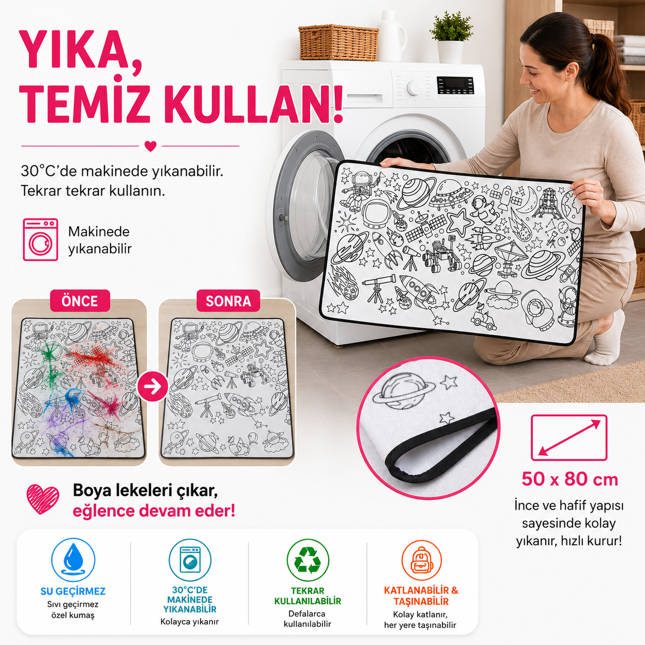 🎨 Kids Su Geçirmez Yıkanabilir Boyama Örtüsü ✨