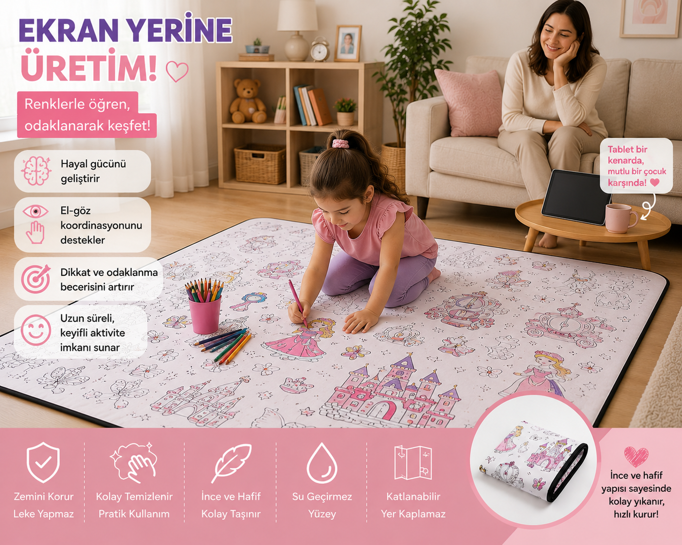 🎨 Kids Su Geçirmez Yıkanabilir Boyama Örtüsü ✨