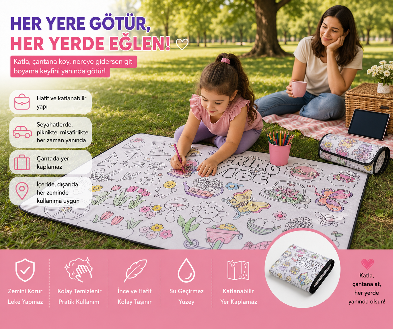🎨 Kids Su Geçirmez Yıkanabilir Boyama Örtüsü ✨