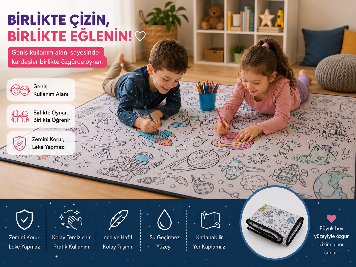 🎨 Kids Su Geçirmez Yıkanabilir Boyama Örtüsü ✨
