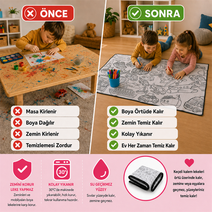 🎨 Kids Su Geçirmez Yıkanabilir Boyama Örtüsü ✨
