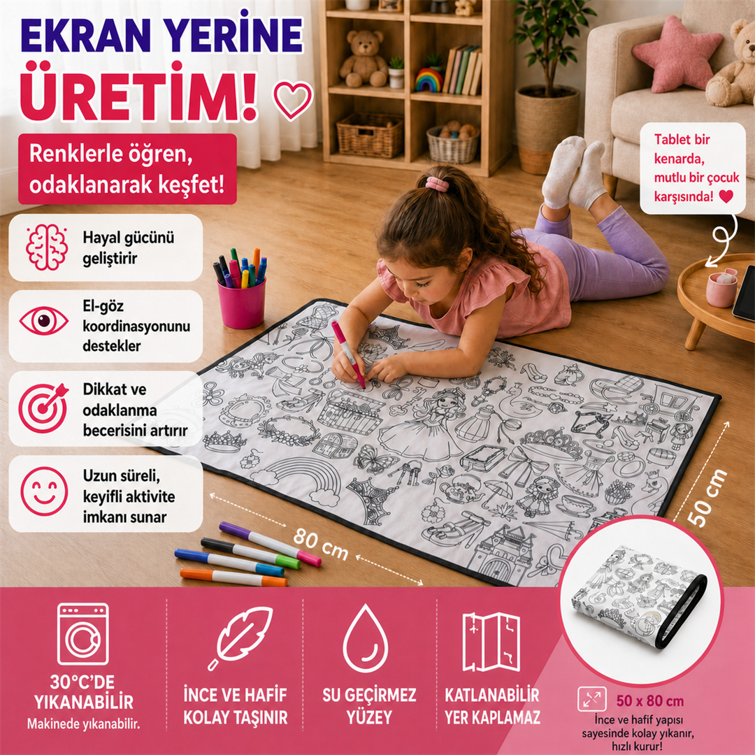 🎨 Kids Su Geçirmez Yıkanabilir Boyama Örtüsü ✨