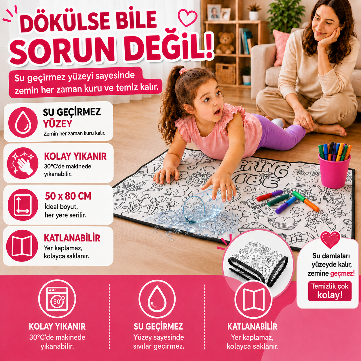 🎨 Kids Su Geçirmez Yıkanabilir Boyama Örtüsü ✨